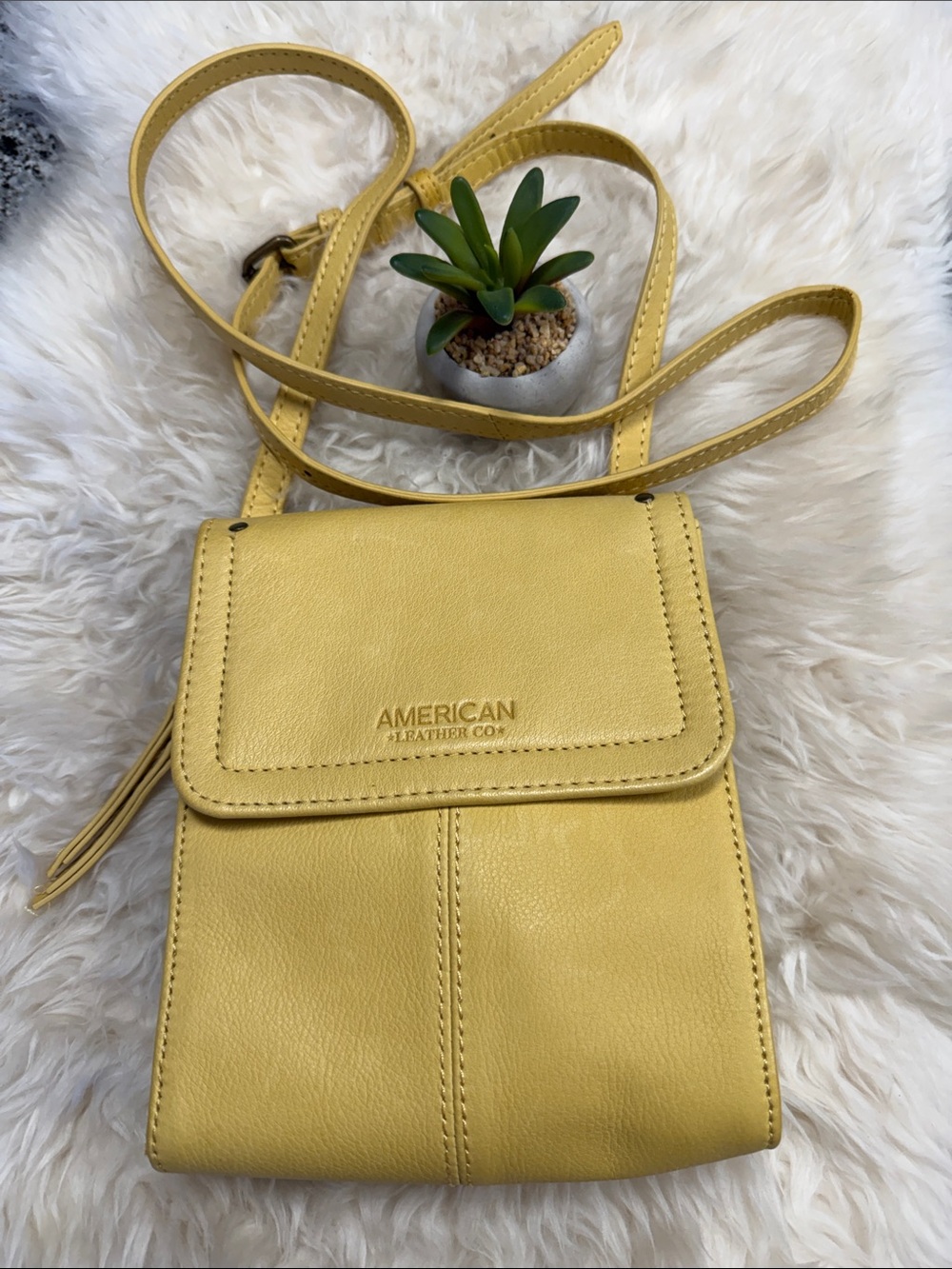 American Leather Co. Yellow Leather Crossbody Bag